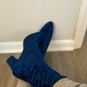 Blue Velvet Ankle Boots